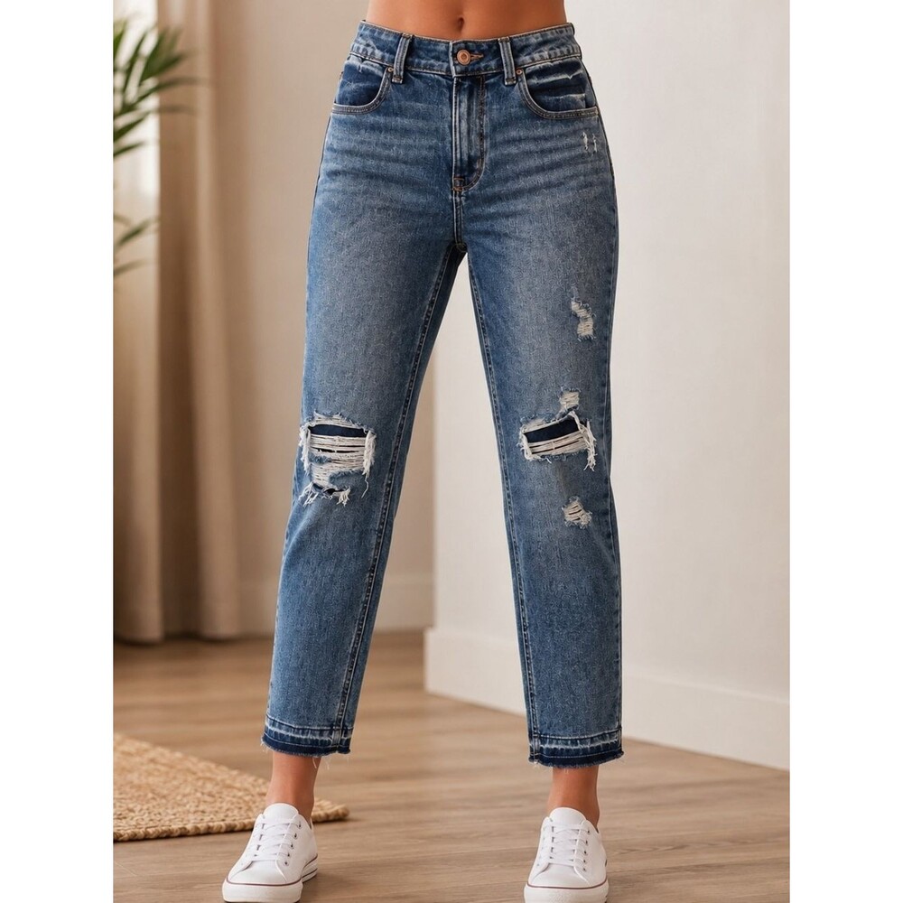 Maurices High Rise Distressed Ankle Skinny Jeans Medium Wash Women's